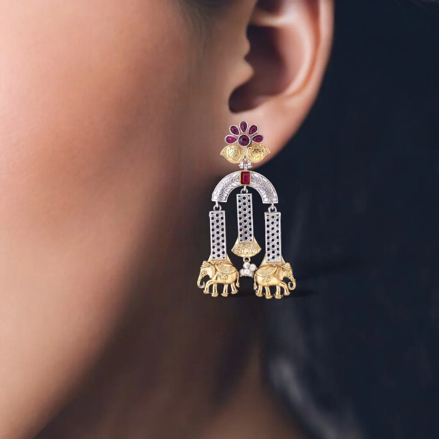 Antique Dhanya Oxidised Danglers - Image 2