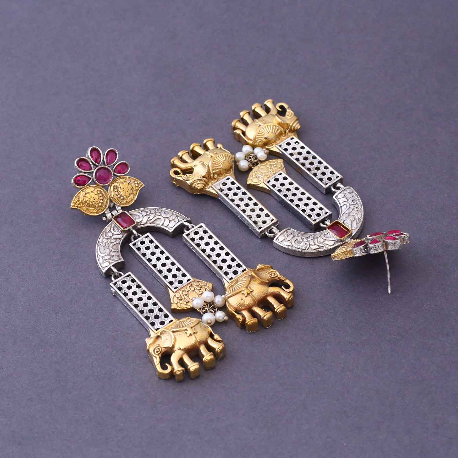 Antique Dhanya Oxidised Danglers - Image 4