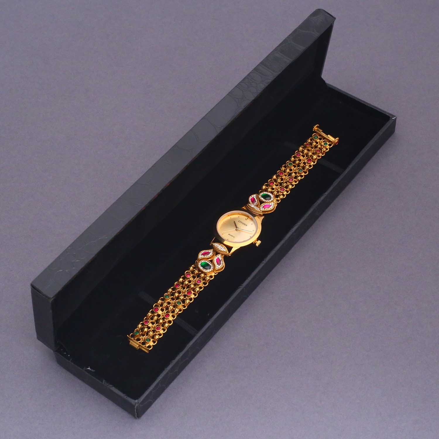 Bling Bag Gold-Plated Stone-Studded Quartz Watch - Image 6
