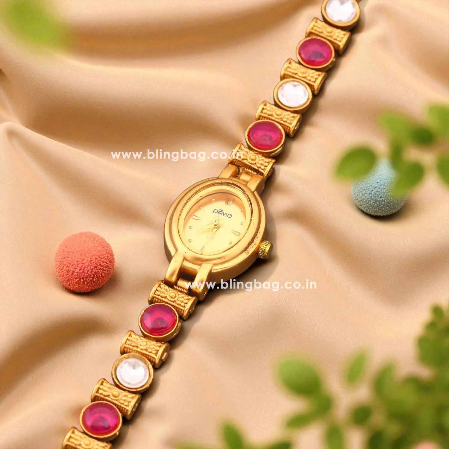 Blingbag Antique Ruby Stone Bracelet Watch