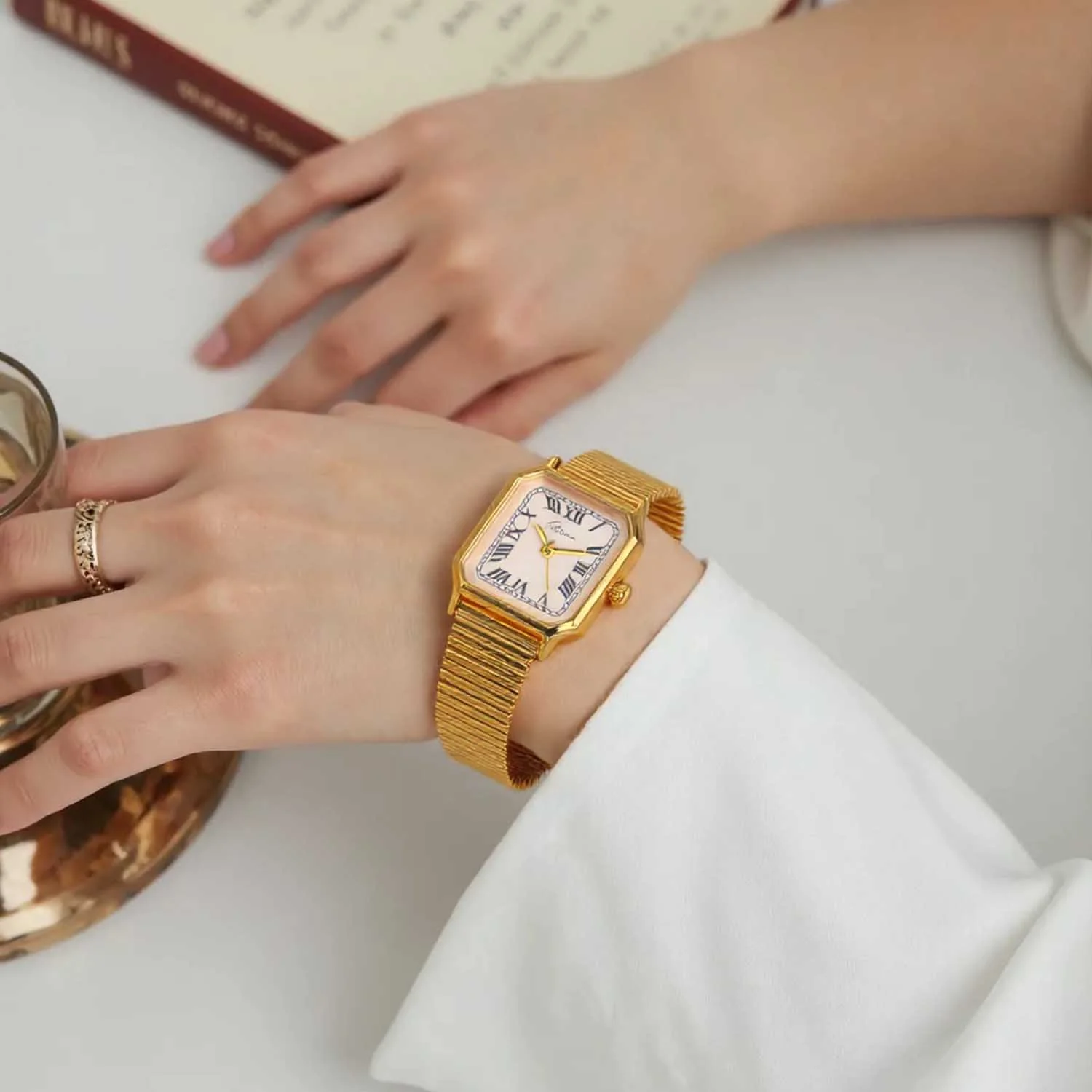 Blingbag Gold-Plated Roman Grace Square Watch - Image 5