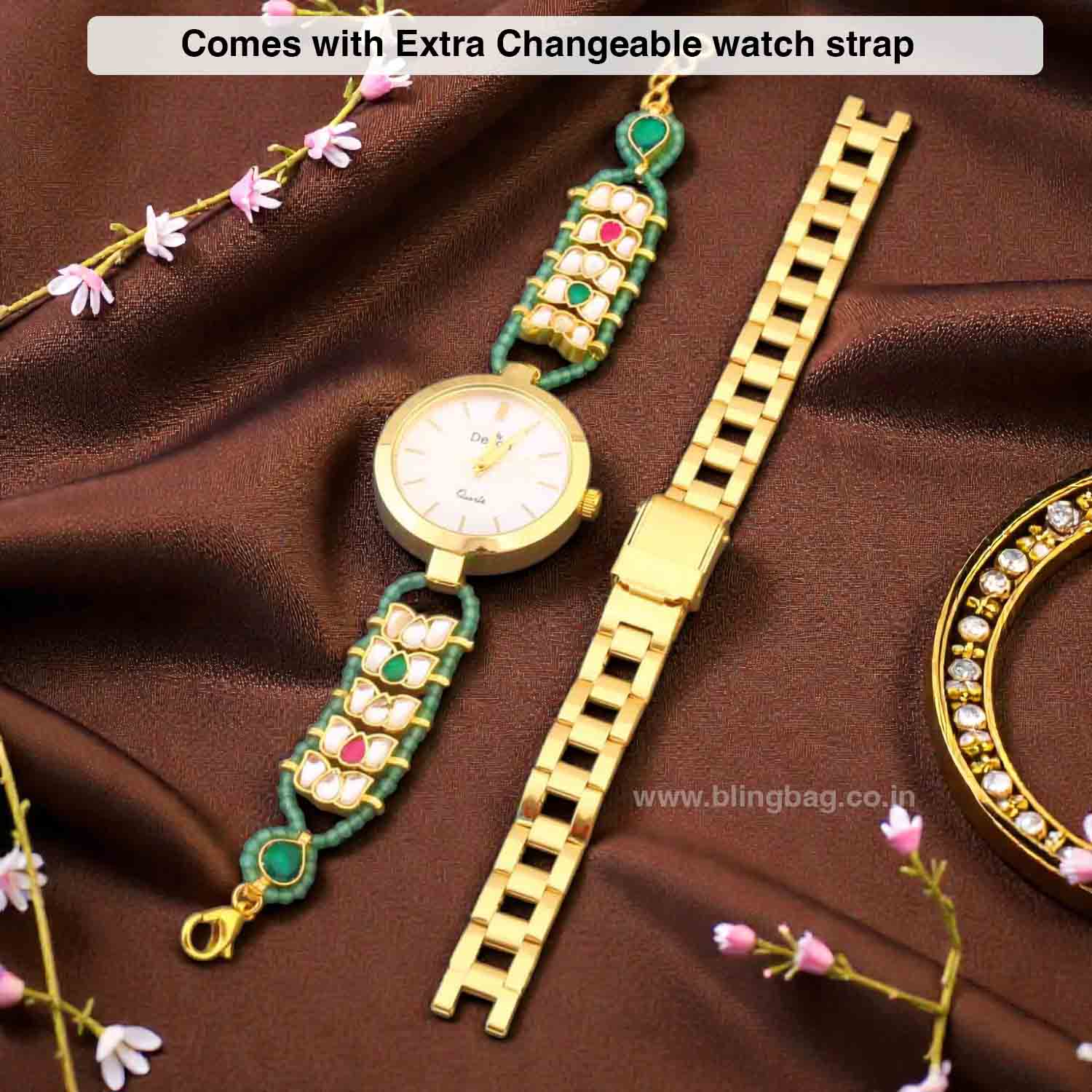 Blingbag Mehreen Kundan Bracelet Watch