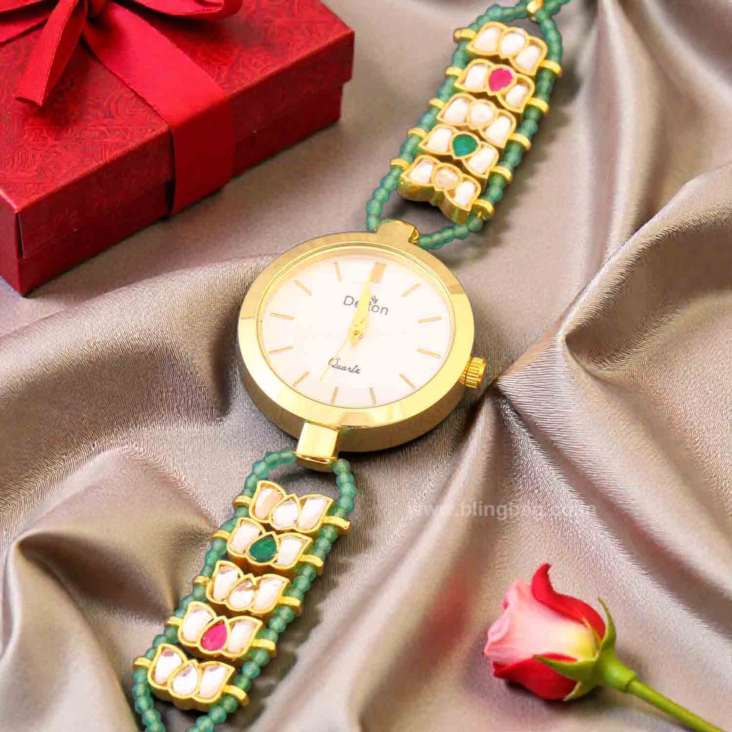 Blingbag Mehreen Kundan Bracelet Watch - Image 3