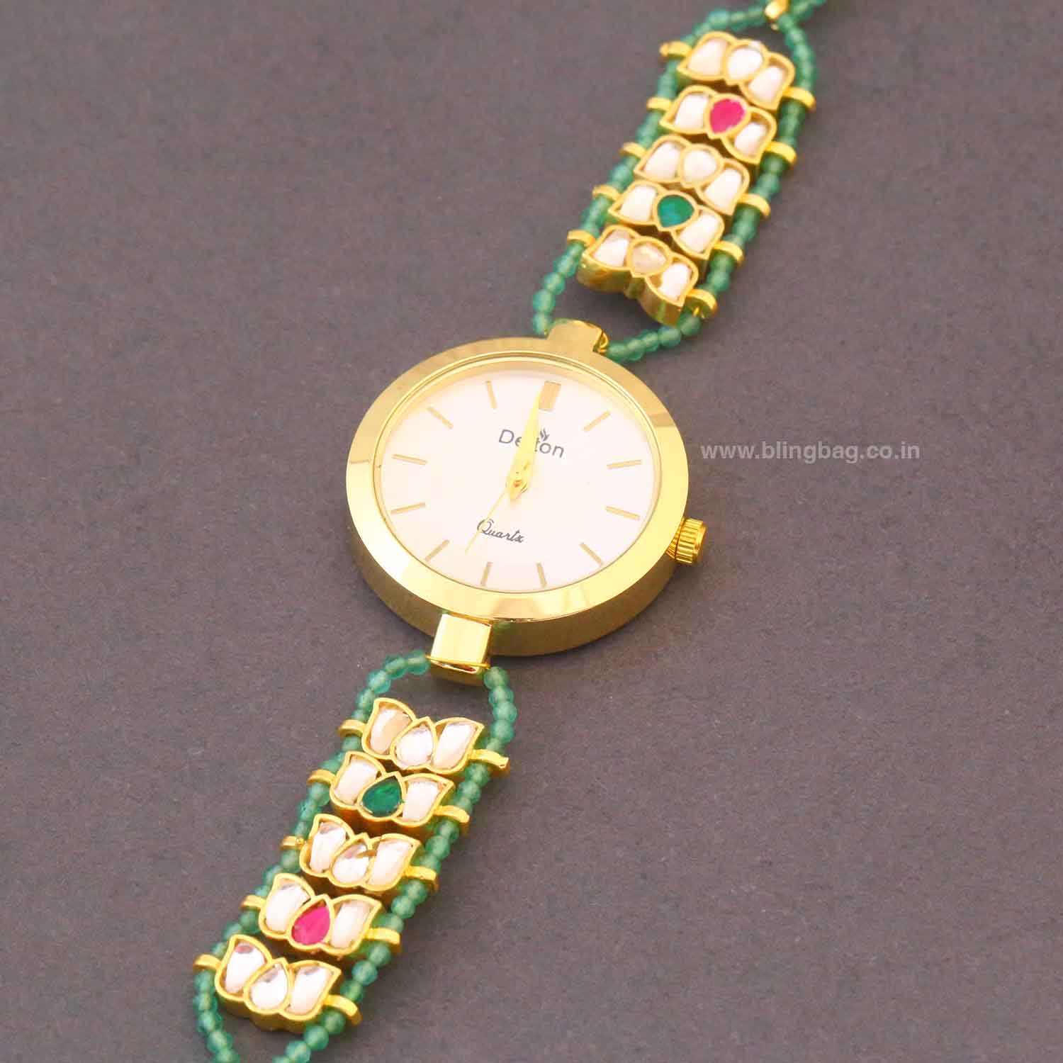 Blingbag Mehreen Kundan Bracelet Watch - Image 5