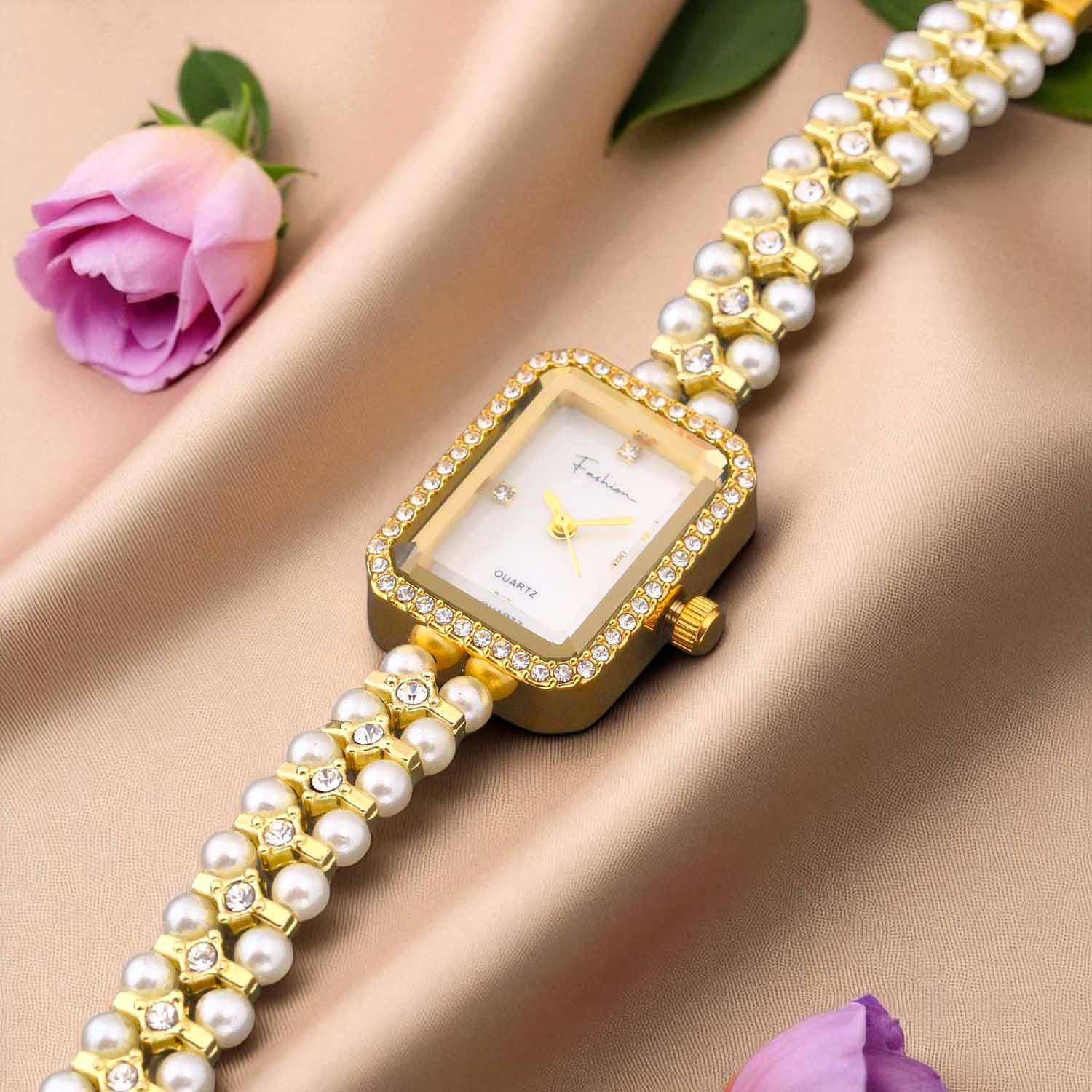 Blingbag Pearl Elegance Crystal Dial Watch