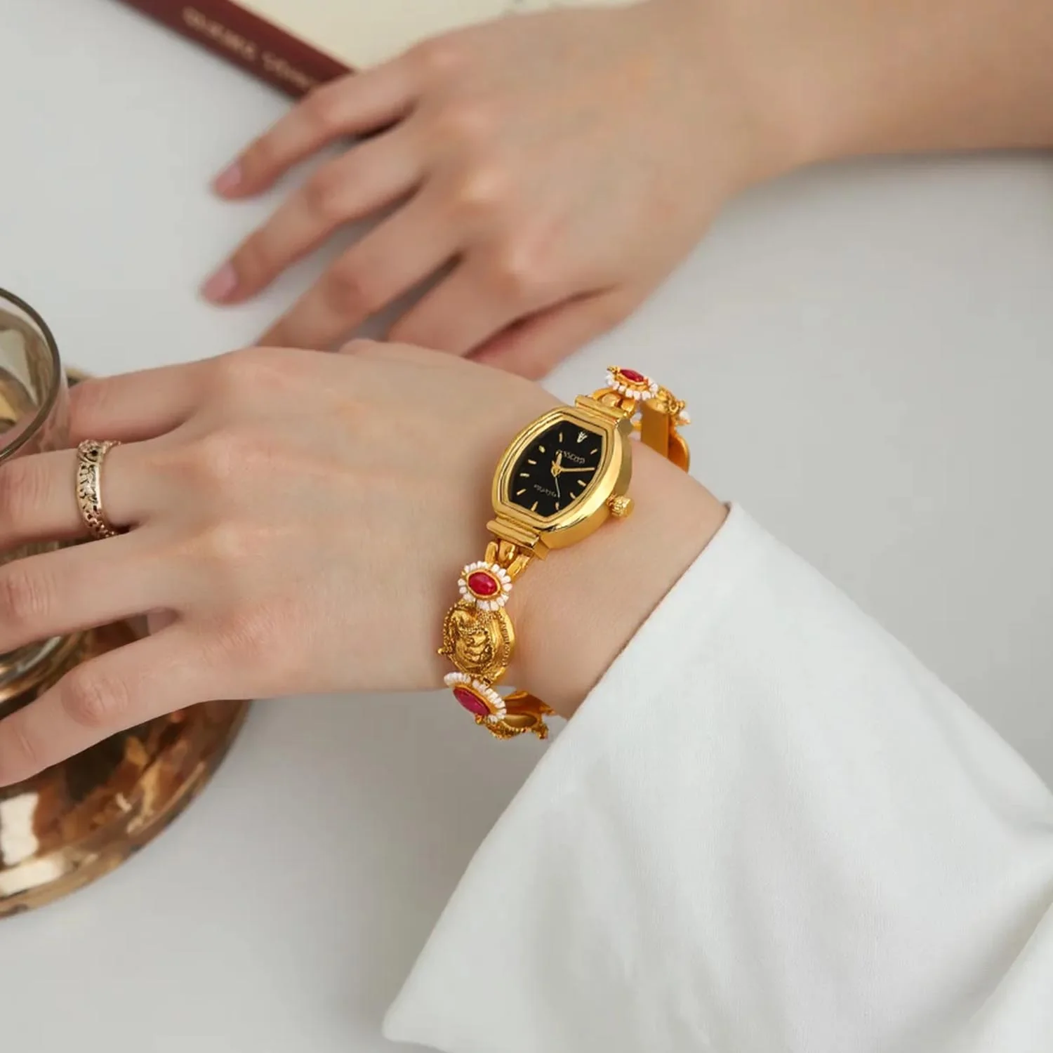 Blingbag Royal Peacock Black Dial Gold Bracelet Watch - Image 2