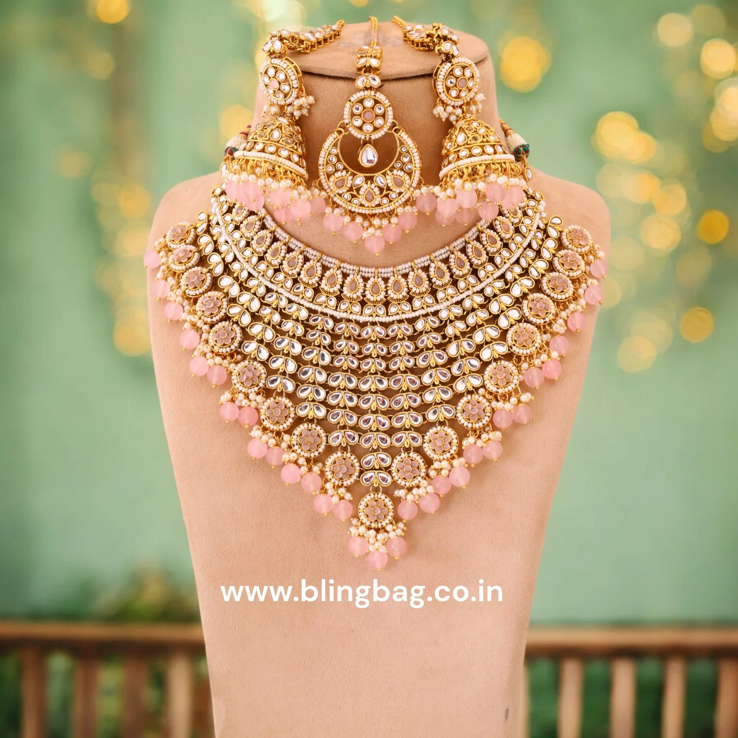 Blush Aarya Kundan Jewellery Set - Image 2