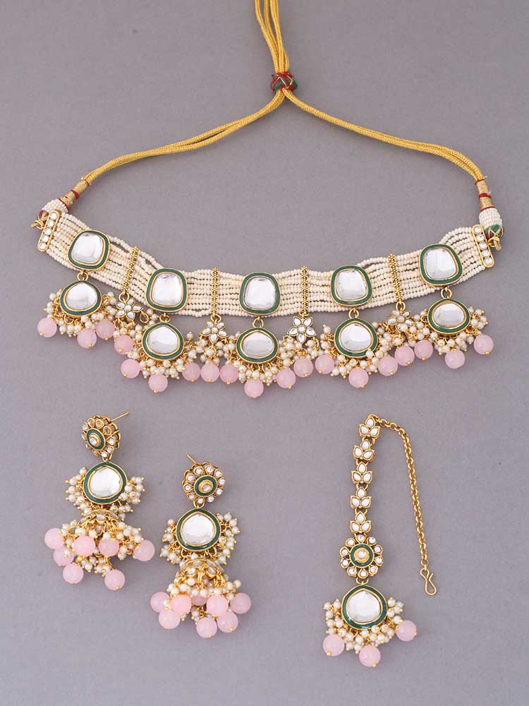 Blush Deepti Kundan Jewellery Set - EOSS - Image 4