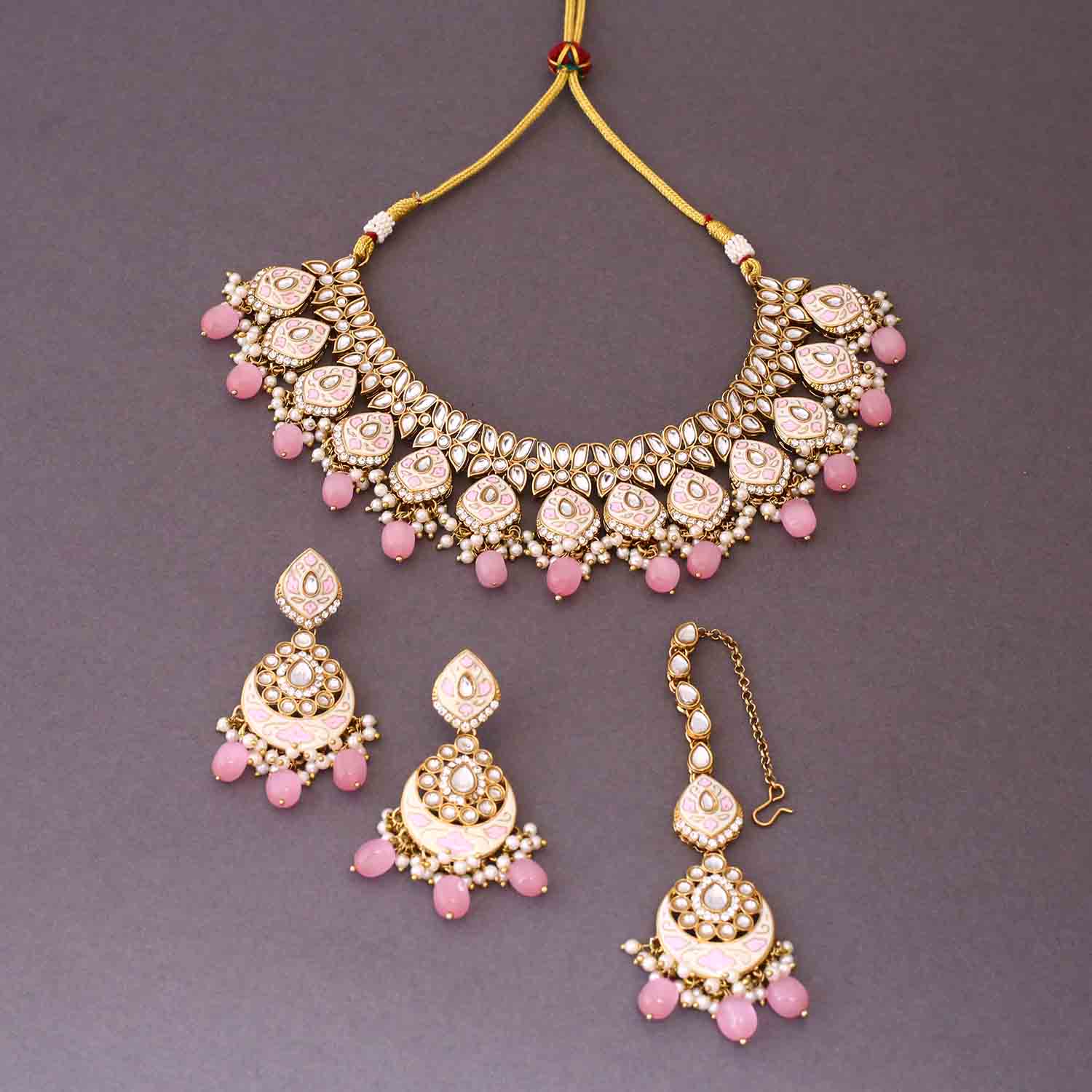 Blush Dharvi Kundan Jewellery Set - Image 3