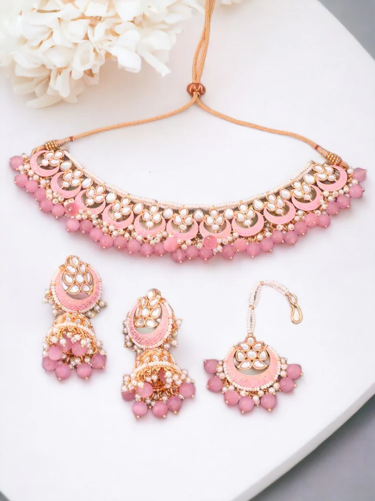 Blush Dhisana Kundan Jewellery Set - Image 2