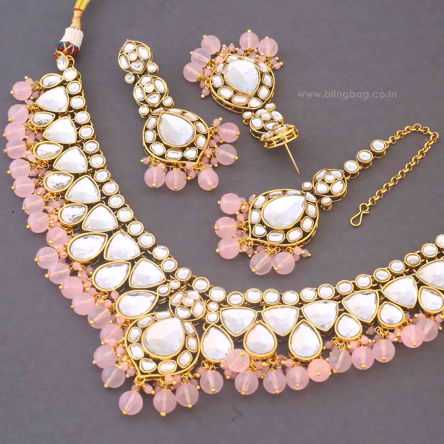 Blush Divita Kundan Jewellery Set - Image 5