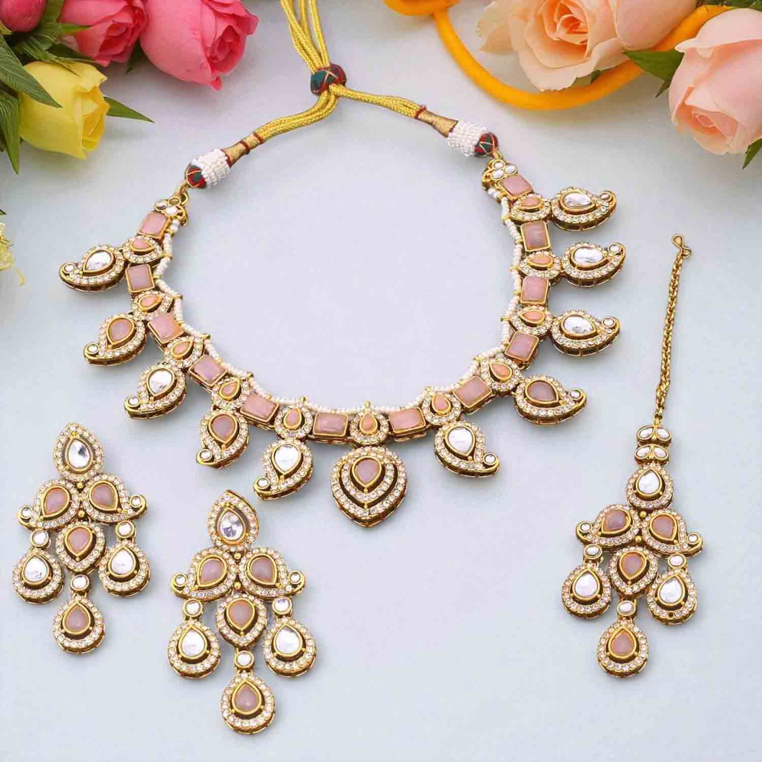 Blush Fariha Kundan Jewellery Set - Image 2