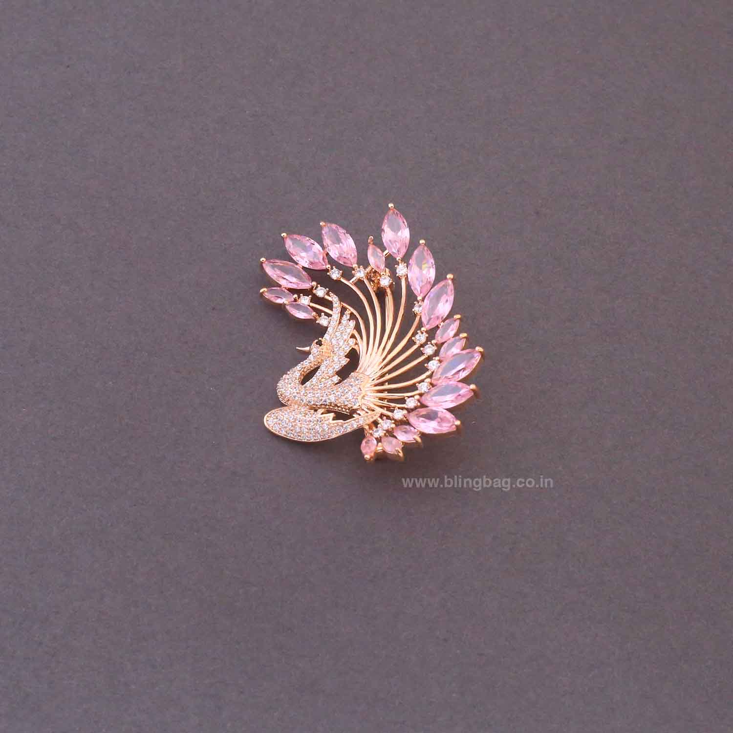 Blush Feather Peacock Brooch - Image 3