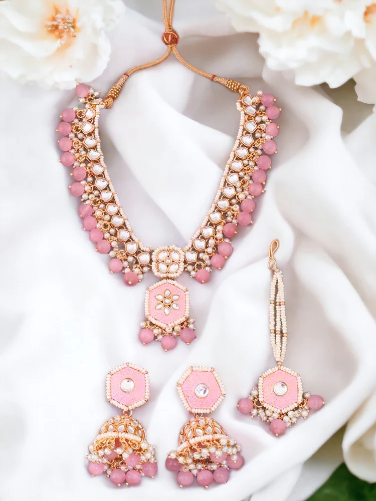 Blush Modheshwari Jewellery Set - Image 2