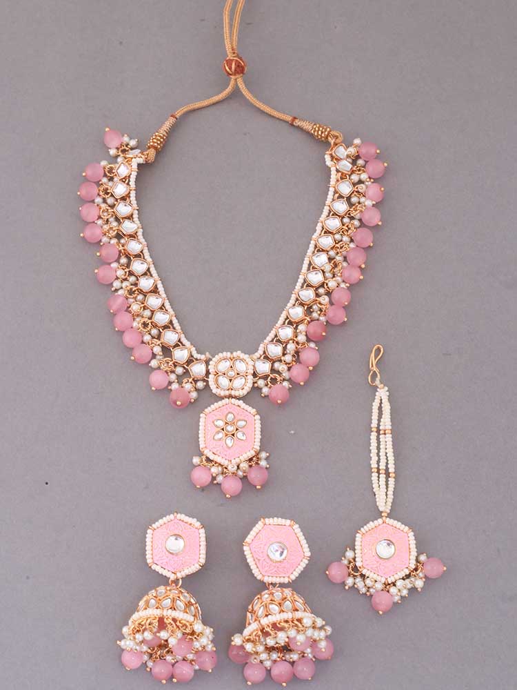 Blush Modheshwari Jewellery Set - Image 3