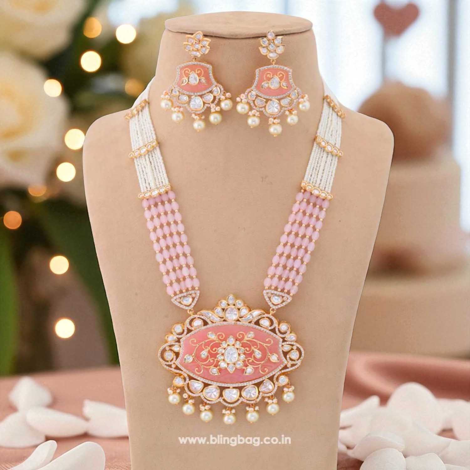 Blush Onari Kundan Jewellery Set - EOSS - Image 3