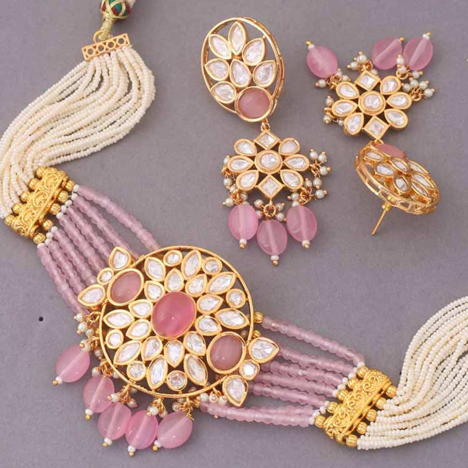 Blush Ruban Kundan Jewellery Set - EOSS - Image 6