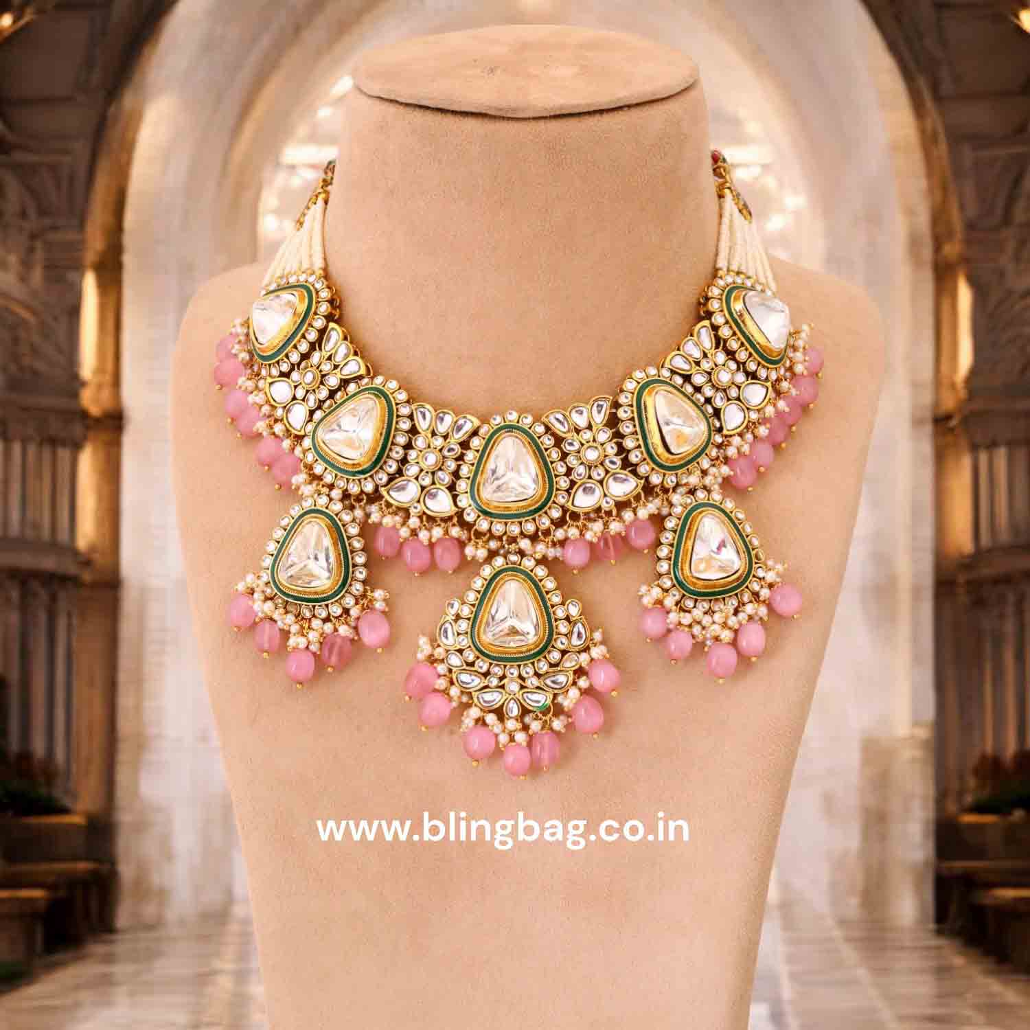 Blush Runali Kundan Jewellery Set - Image 2