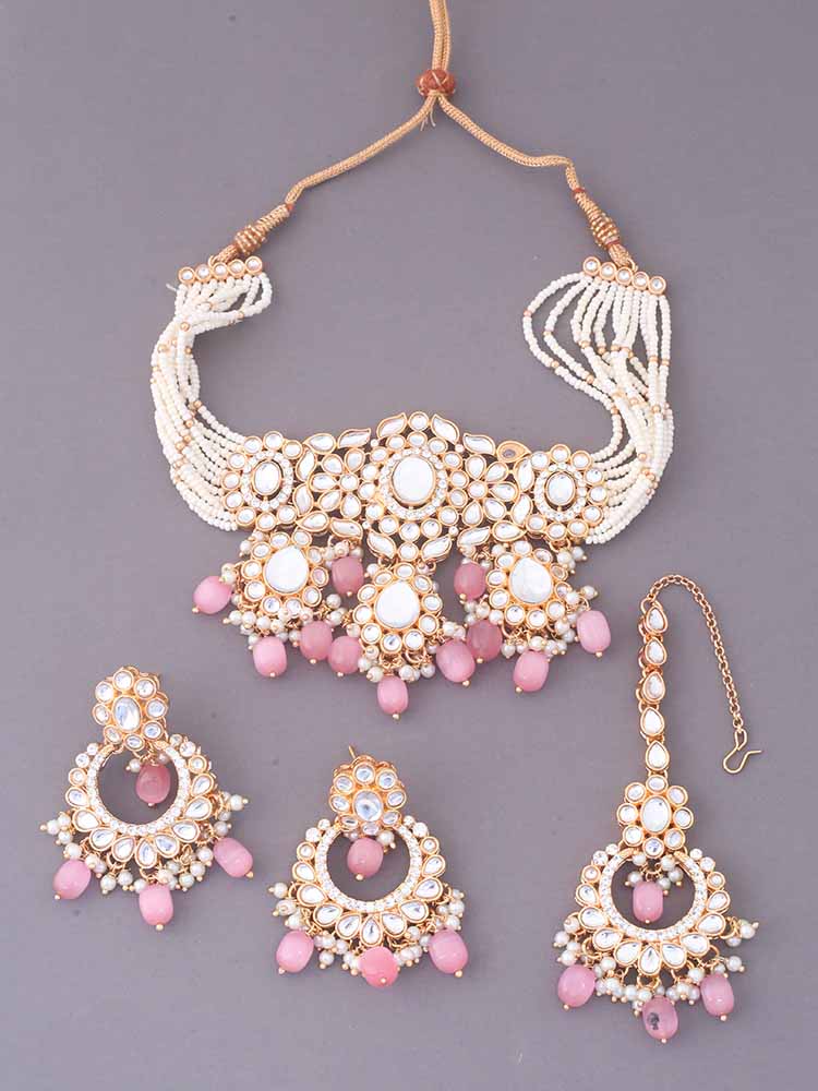 Blush Sumani Kundan Jewellery Set - Image 3