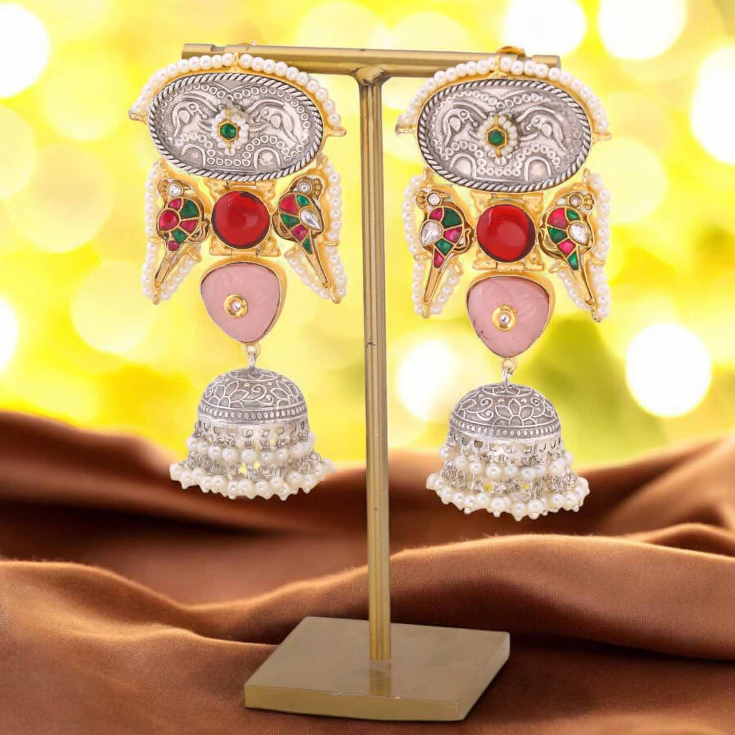 Blush Varuti Oxidised Jhumkis