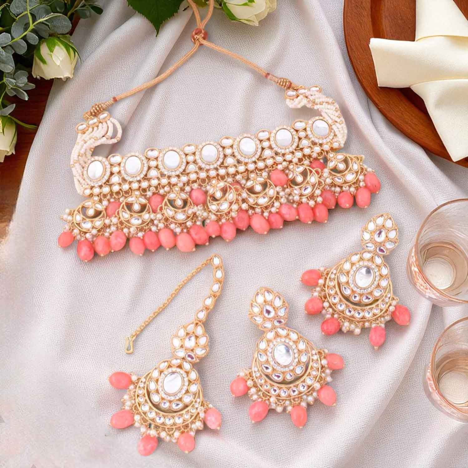 Coral Albina Kundan Jewellery Set - EOSS - Image 2