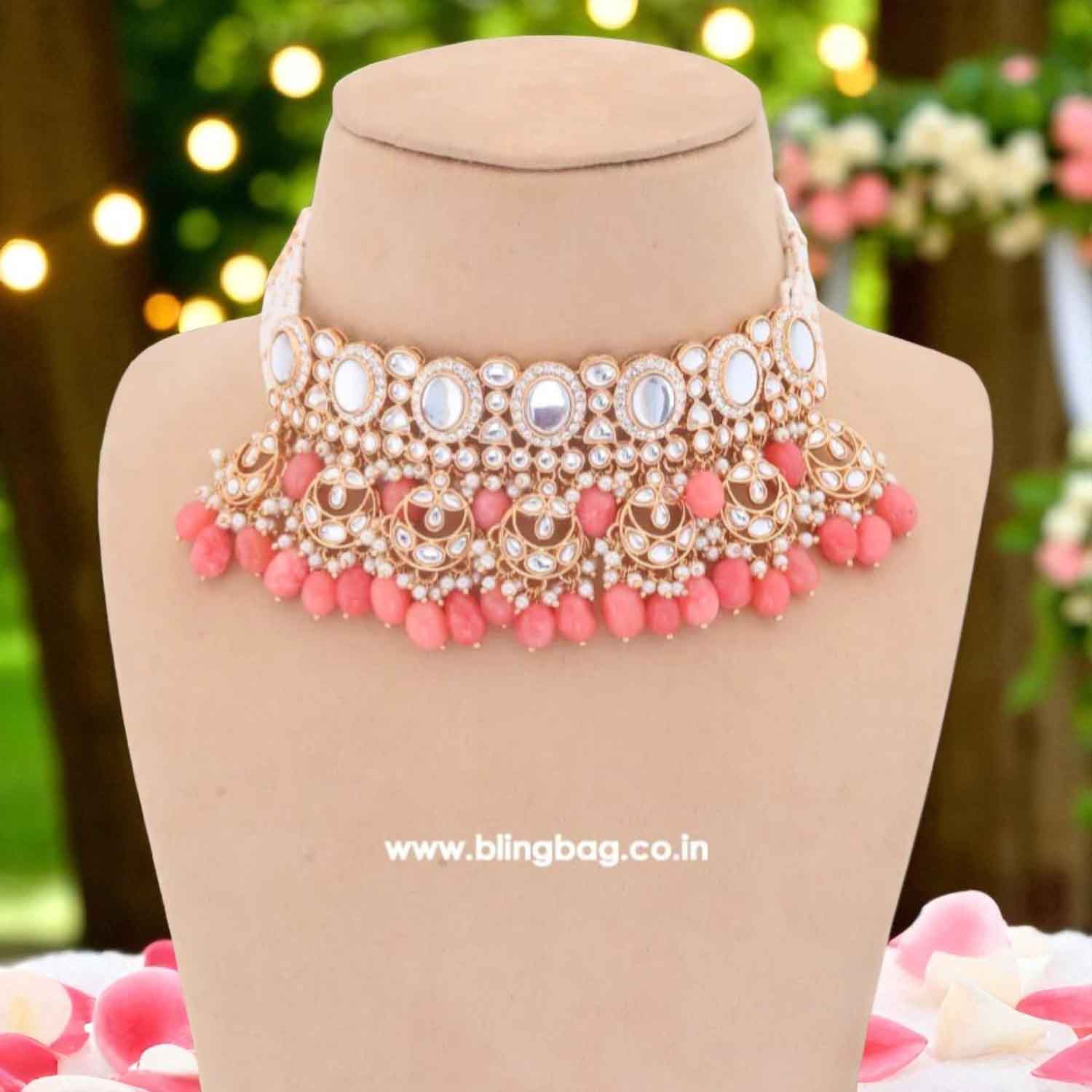 Coral Albina Kundan Jewellery Set - EOSS - Image 3