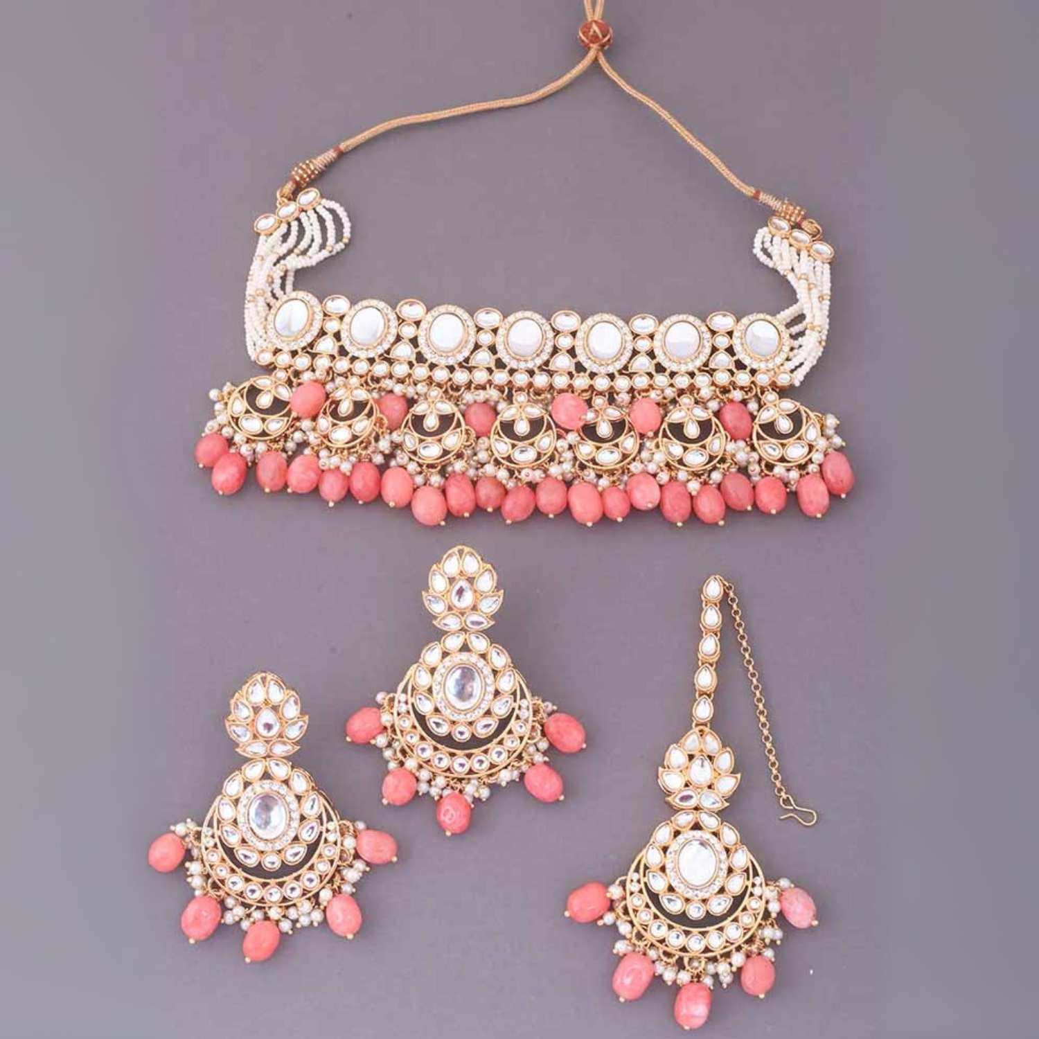 Coral Albina Kundan Jewellery Set - EOSS - Image 5