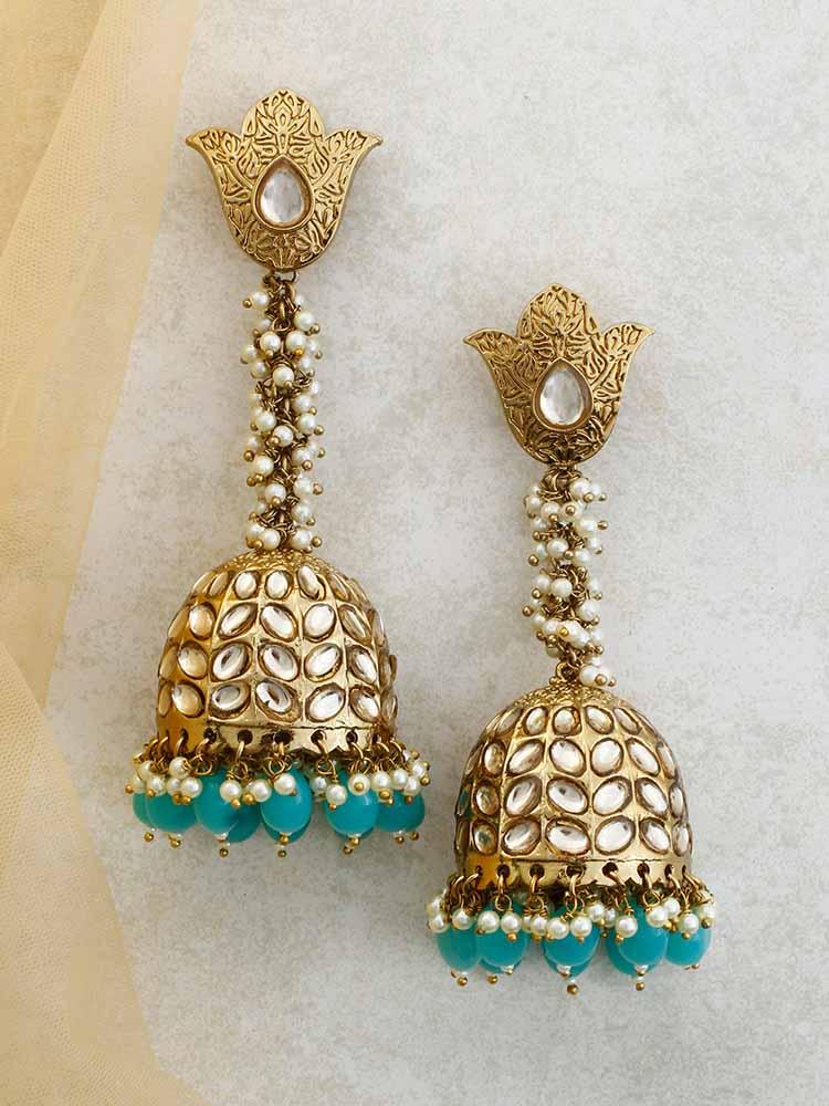 Turquoise Rajkumari Jhumkis