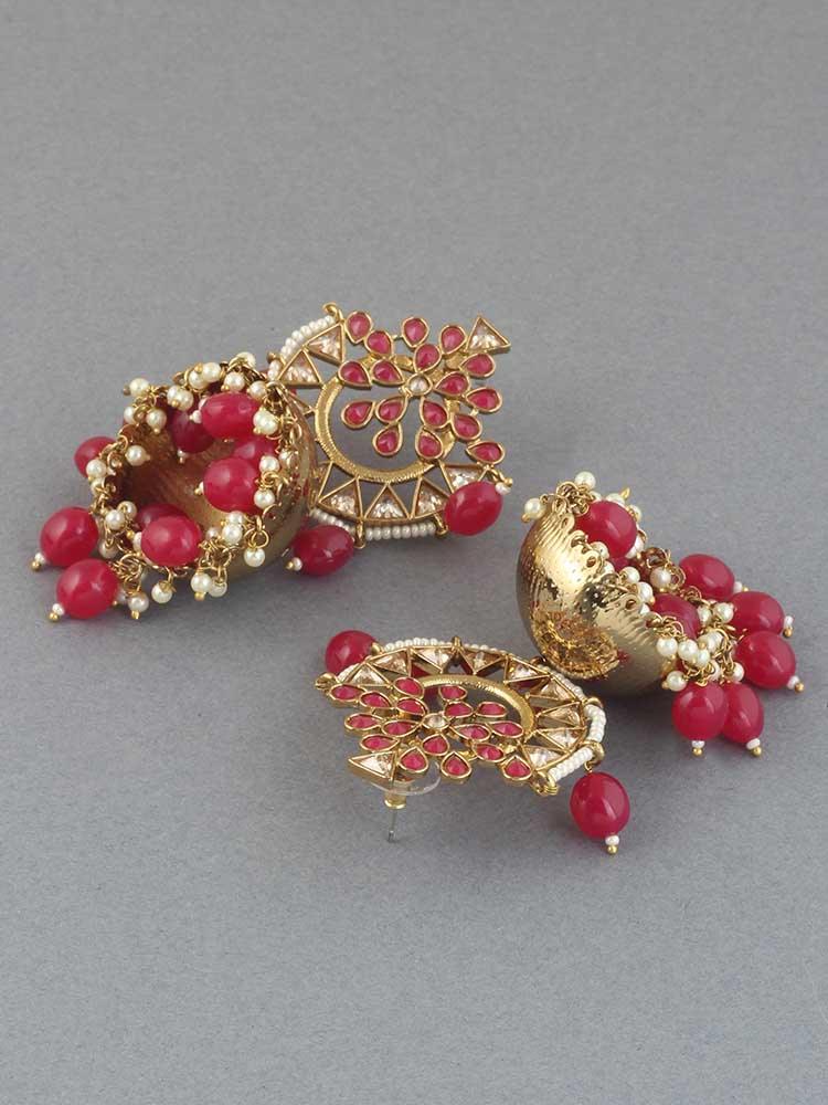 Dark Pink Tez Jhumkis - EOSS - Image 3