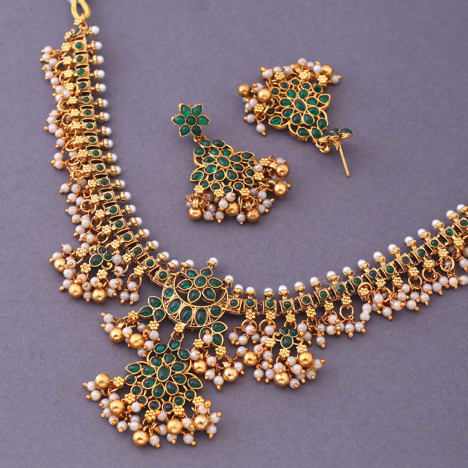 Emerald Alkavi Antique Jewellery Set-New Arrival - Image 4