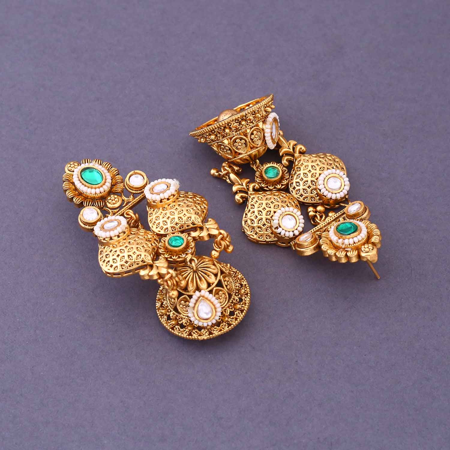 Emerald Amayra Temple Jhumkis - Image 3