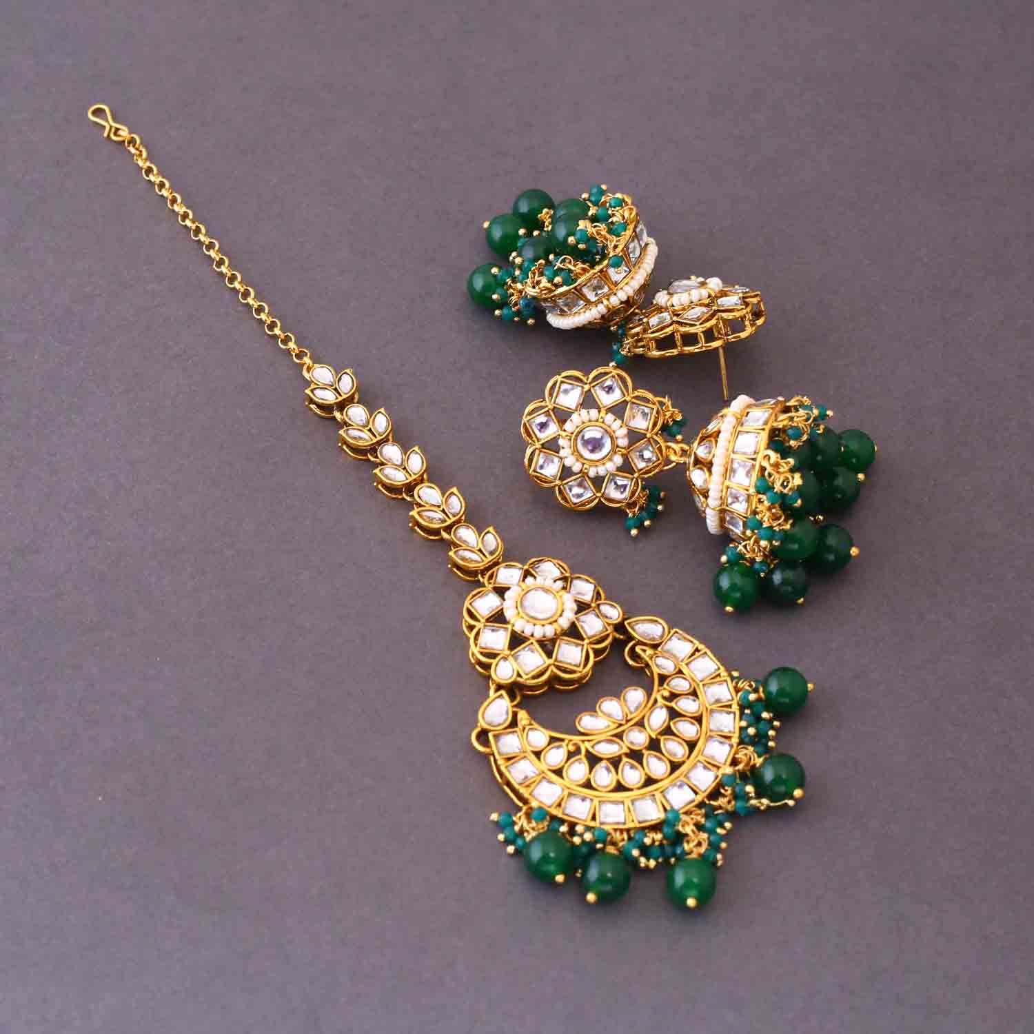 Emerald Amla Maang Tikka Set - Image 4