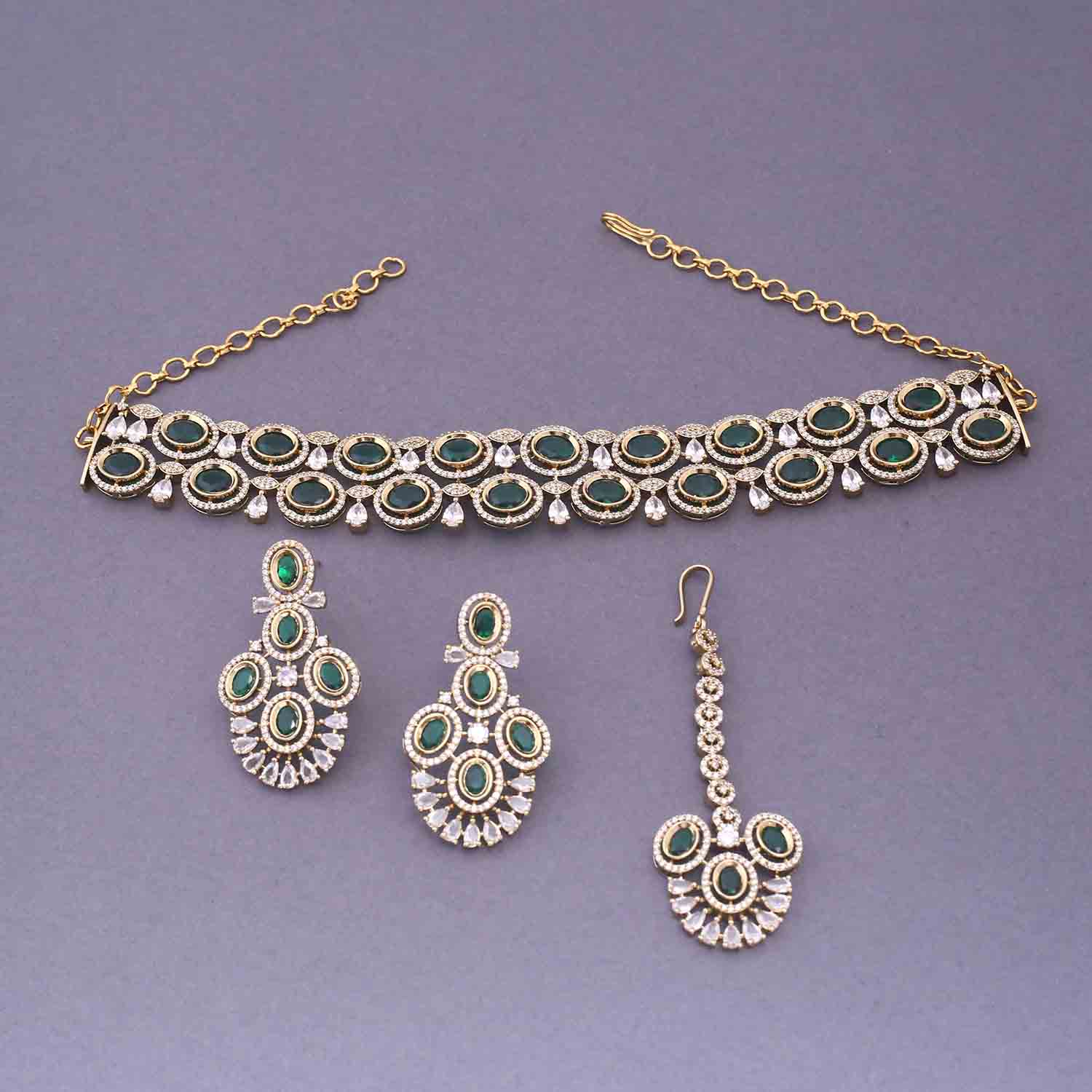 Emerald Anikka Bridal Victorian Jewellery Set - New Arrival - Image 2
