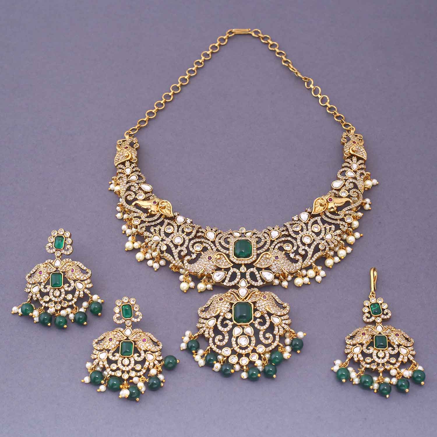 Emerald Annah Bridal Victorian Jewellery Set - New Arrival - Image 2