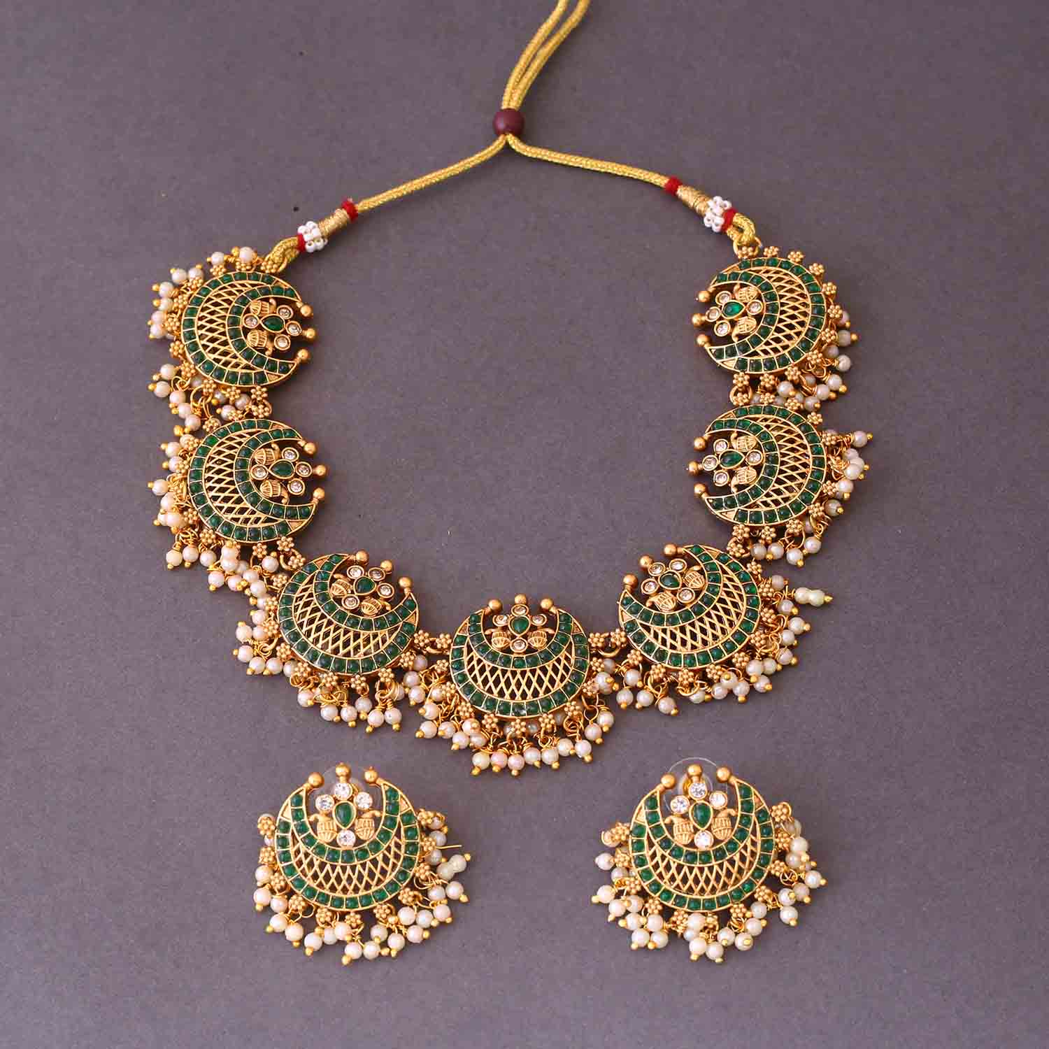 Emerald Apoorva Antique Jewellery Set - New Arrival - Image 3