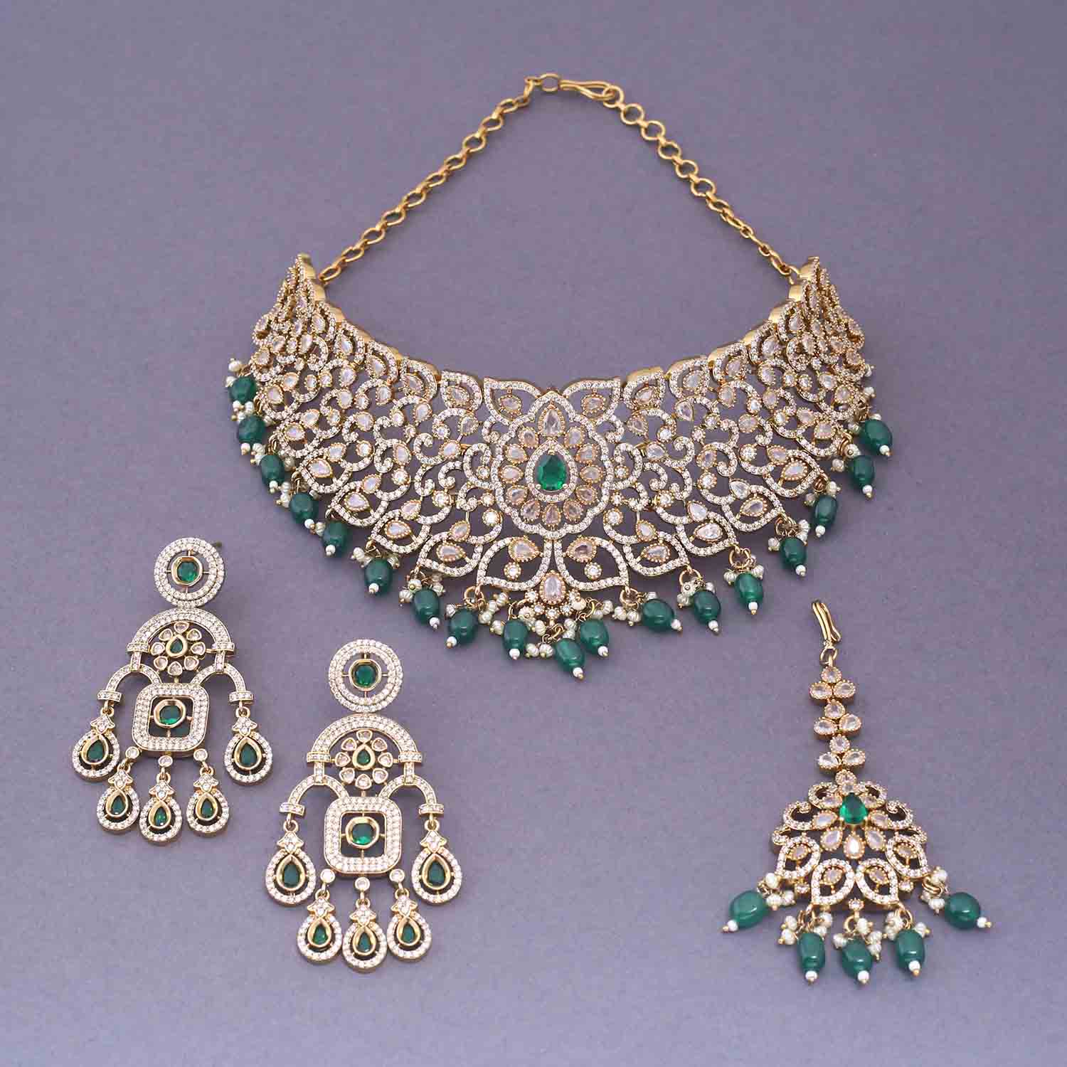 Emerald Apphia Bridal Victorian Jewellery Set - New Arrival - Image 2