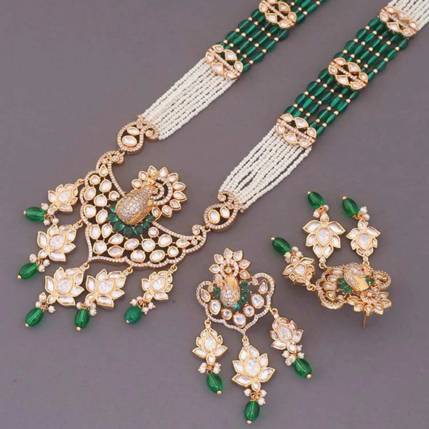 Emerald Asna Kundan Jewellery Set - EOSS - Image 4