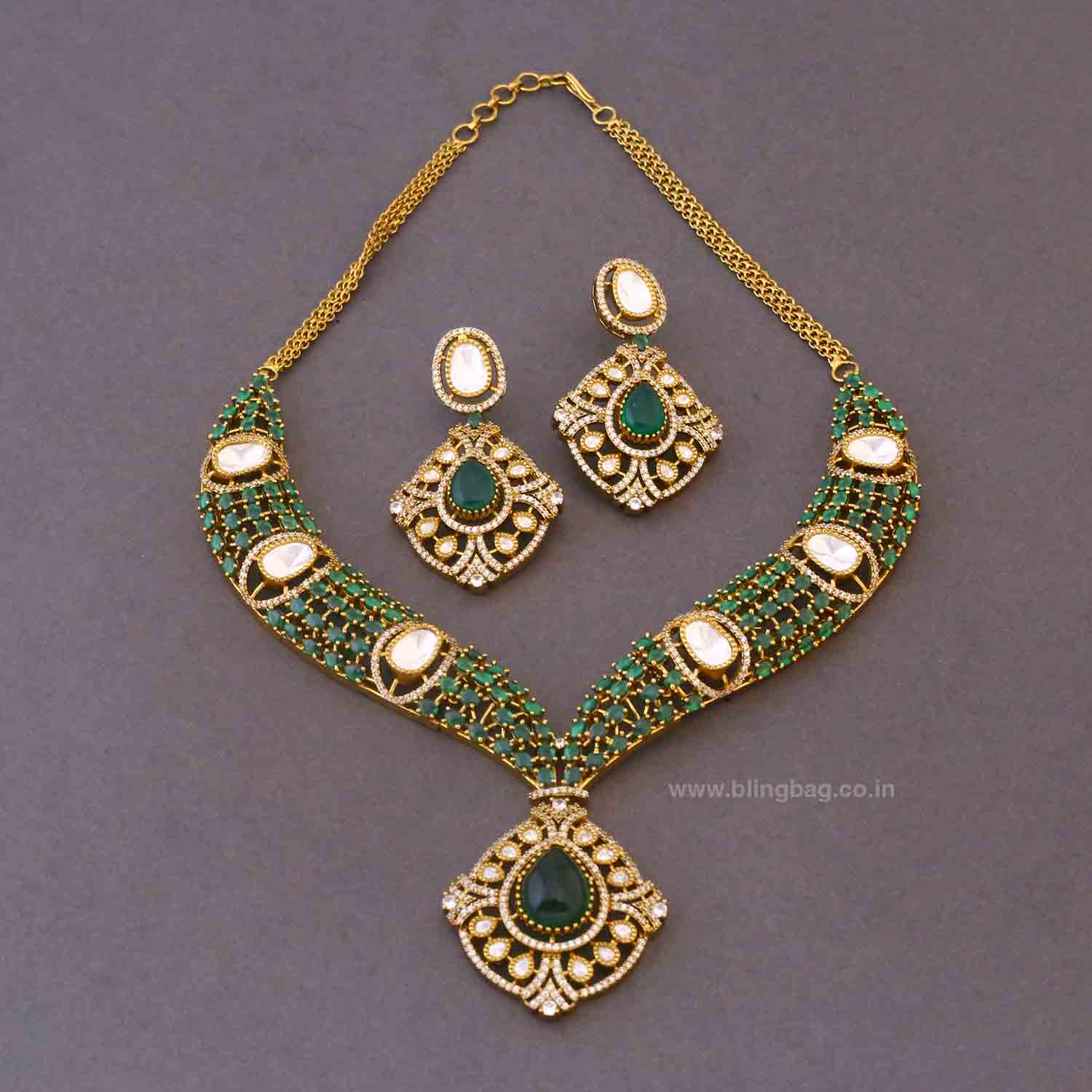 Emerald Asnaa Hasli Victorian Jewellery Set- New Arrivals - Image 4