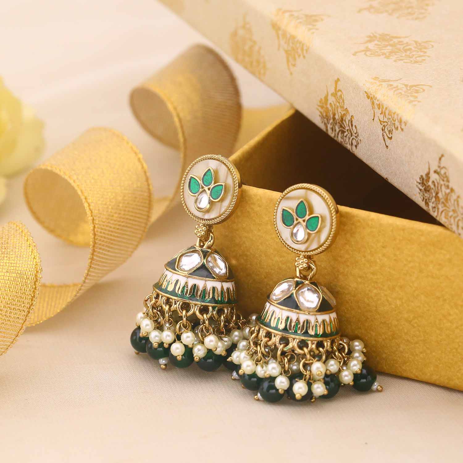 Emerald Astani Jhumkis