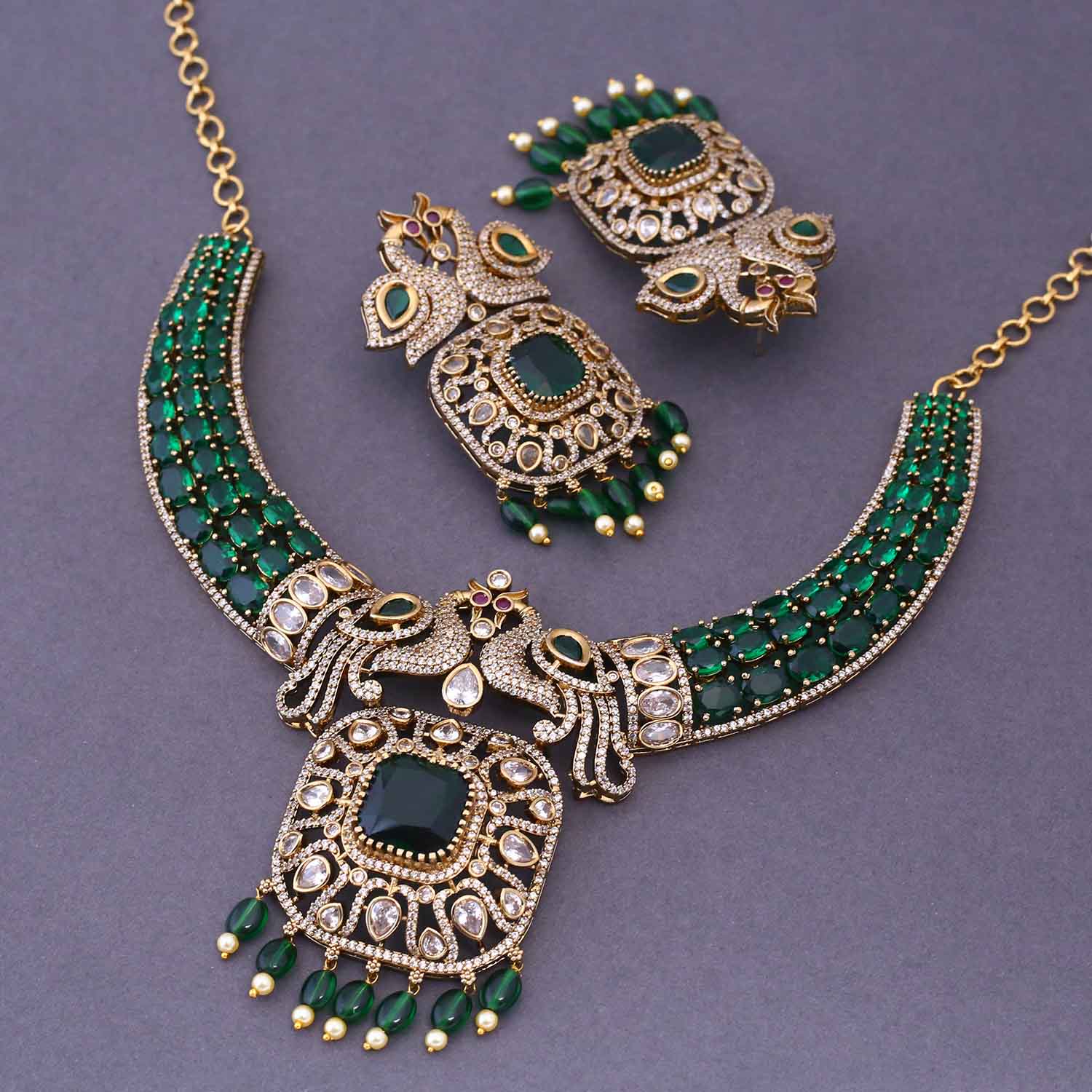 Emerald Baccy Hasli Victorian Jewellery Set - New Arrival - Image 4