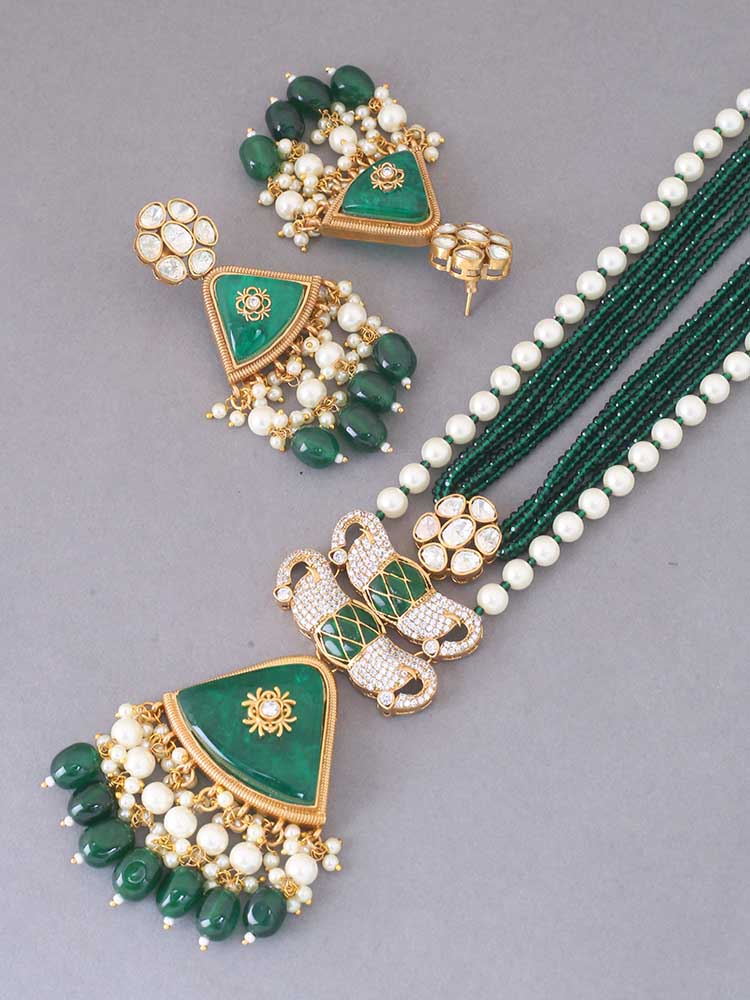 Emerald Caoimhe Kundan Jewellery Set - Image 4