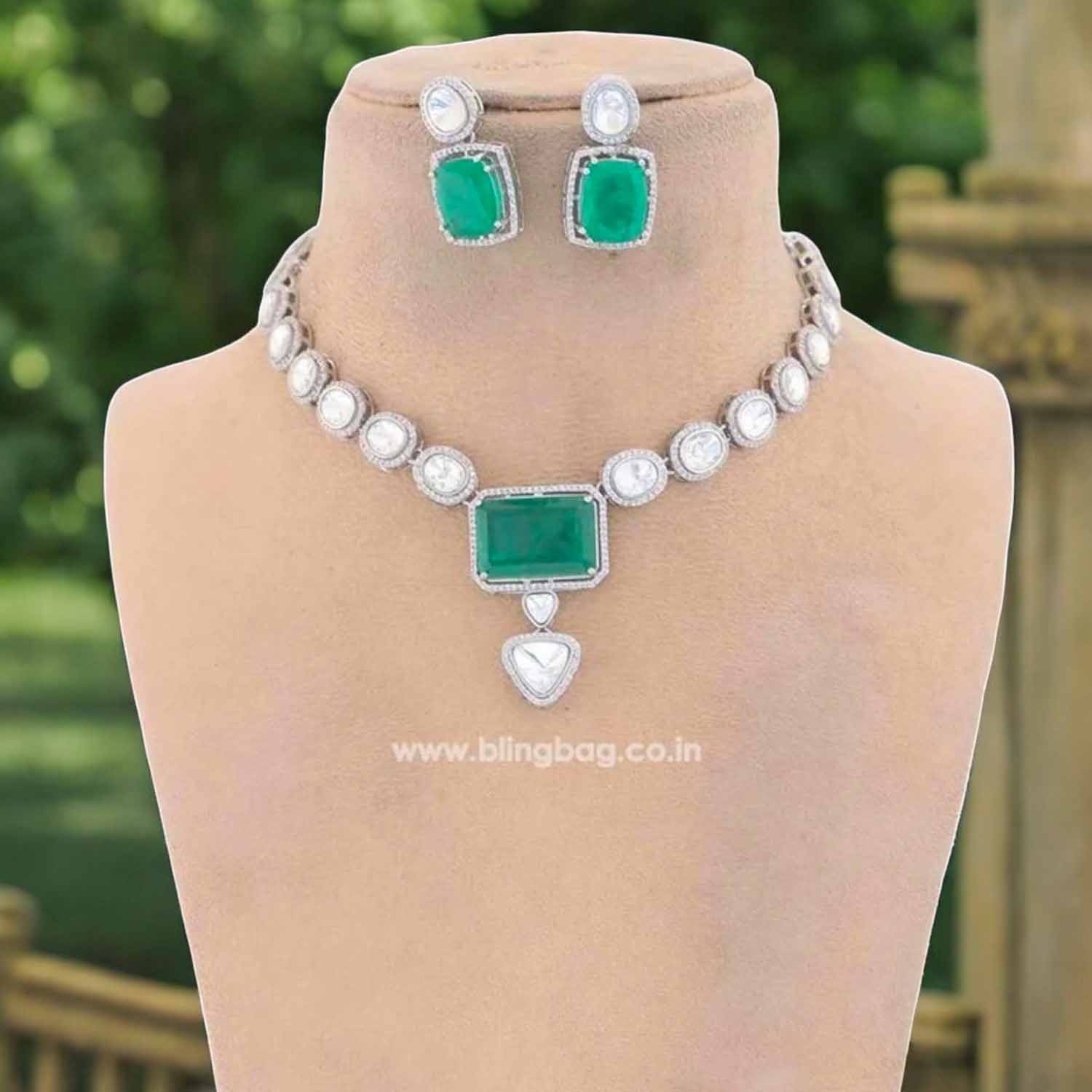 Emerald Cerise Zirconia Jewellery Set - EOSS - Image 2