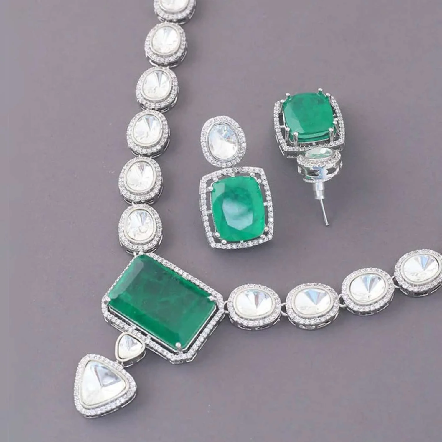 Emerald Cerise Zirconia Jewellery Set - EOSS - Image 4