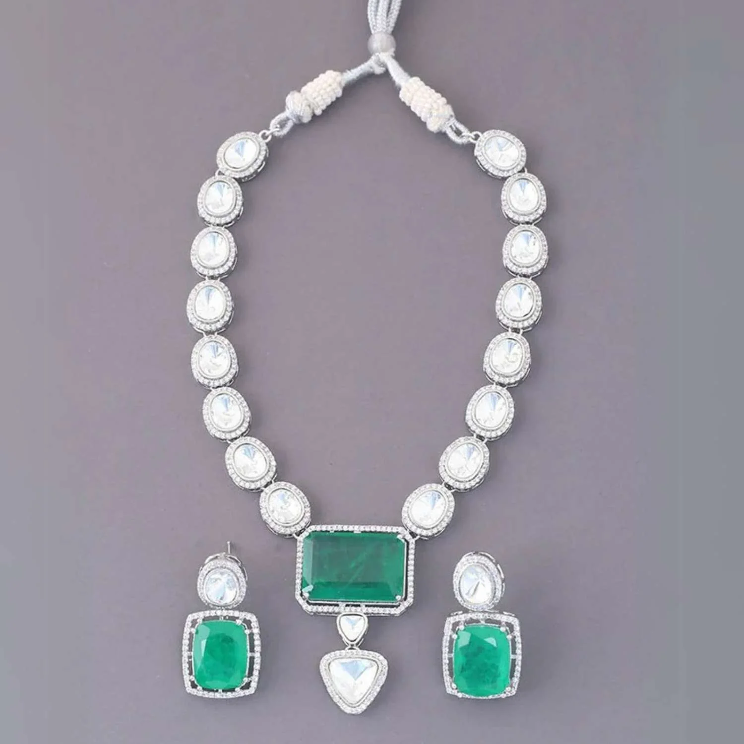 Emerald Cerise Zirconia Jewellery Set - EOSS - Image 5