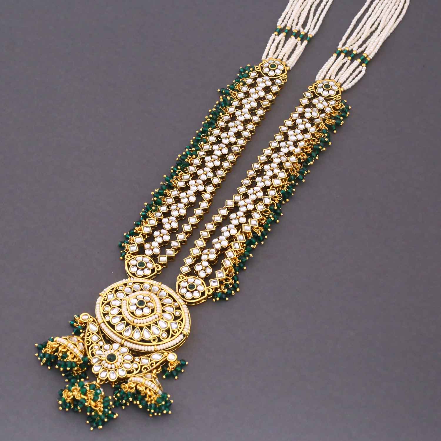 Emerald Charita Kundan Bridal Jewellery Set - Image 4