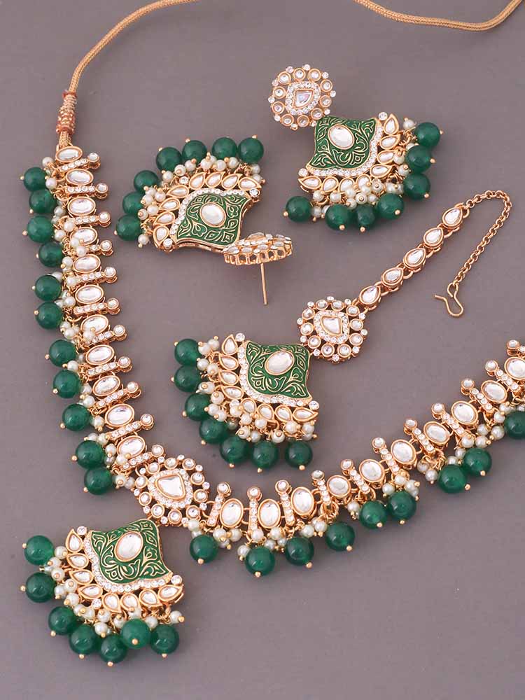 Emerald Cheshta Kundan Jewellery Set - Image 4