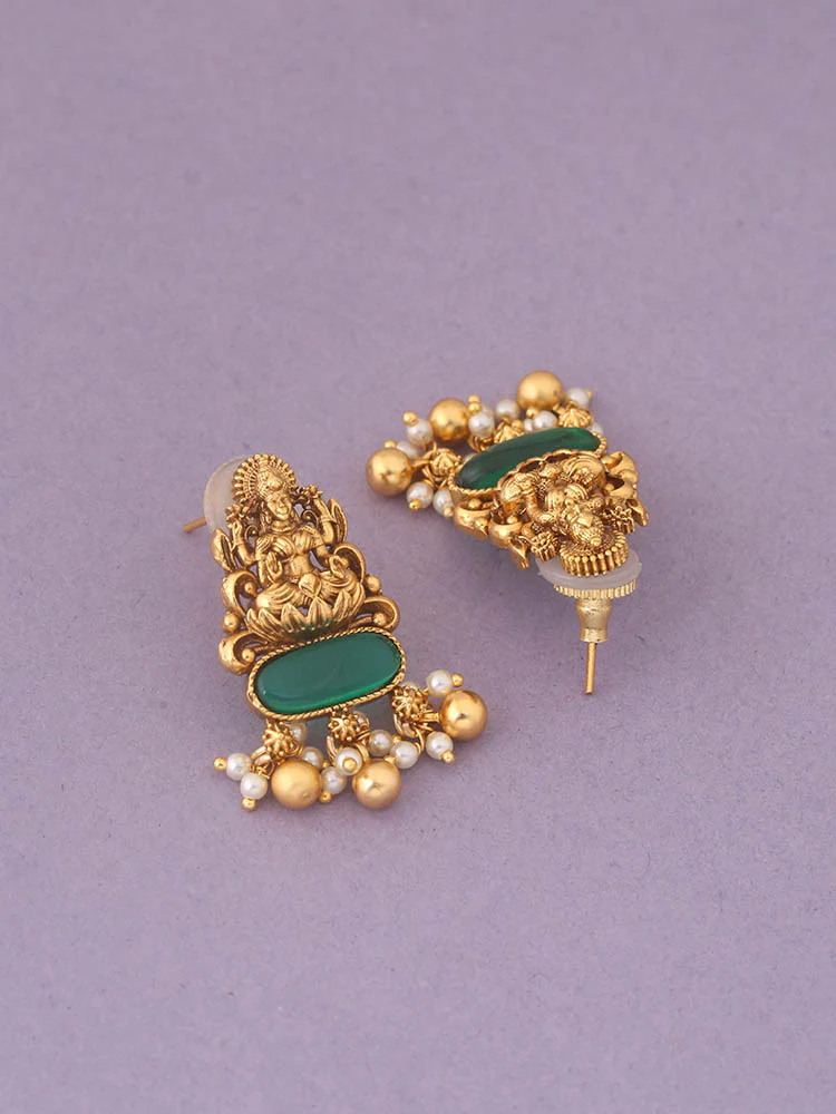 Emerald Daksha Temple Studs - Image 3