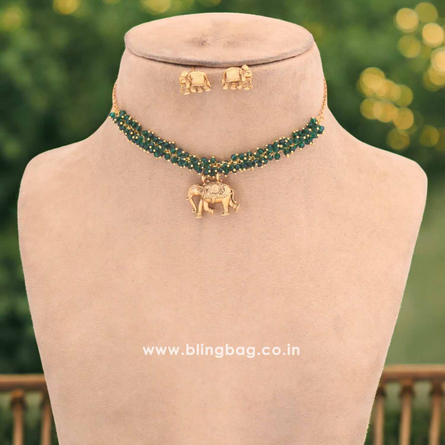 Emerald Devyani Temple Jewellery Set - New Arrival - Image 2