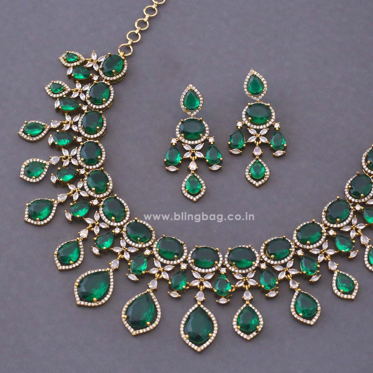 Emerald Diamora Victorian Jewellery Set - New Arrival - Image 5