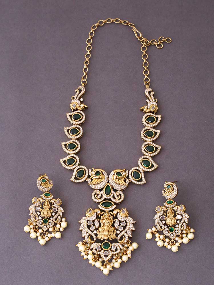 Emerald Durja Temple Jewellery Set - New Arrival - Image 3